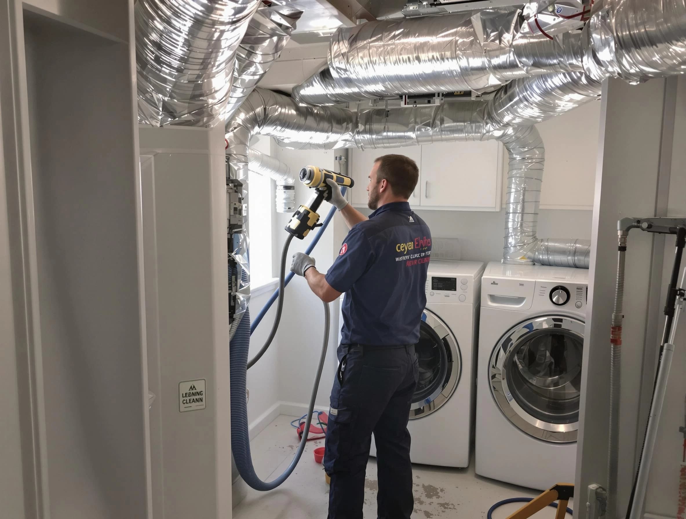 Washington Dryer Vent Cleaning specialist using advanced equipment for thorough duct cleaning in Washington