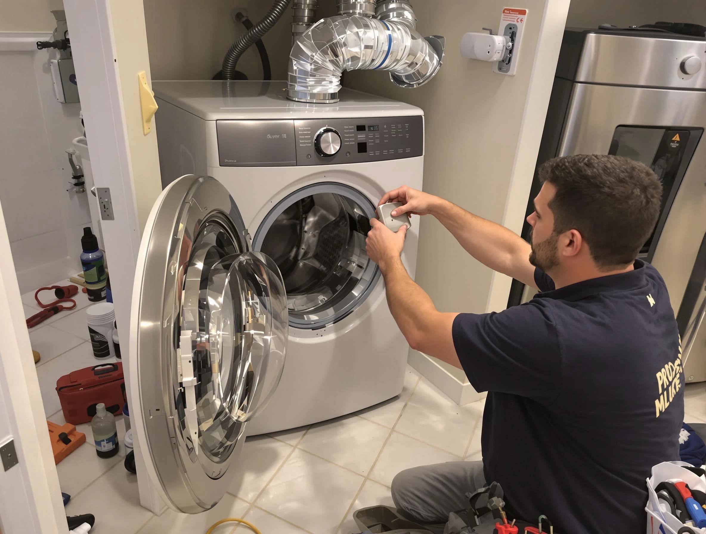 Washington Dryer Vent Cleaning technician performing precise dryer vent hose installation in Washington